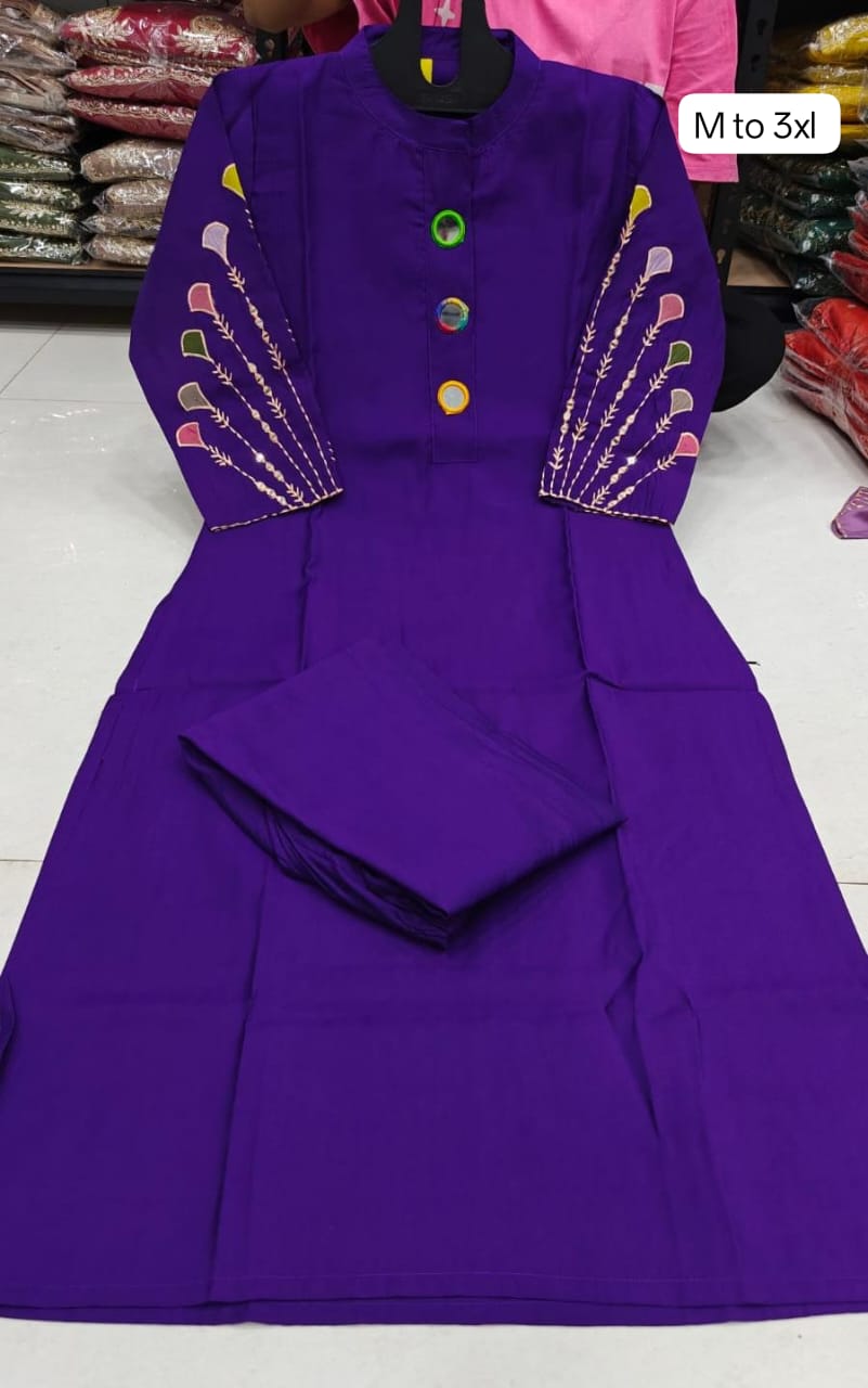Royal Purple Mirror Work Kurta Set