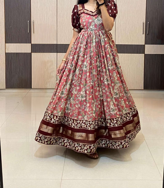 Rustic Rose Kalamkari Gown