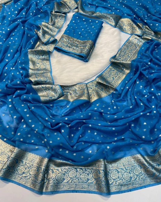 Royal Blue Georgette Saree