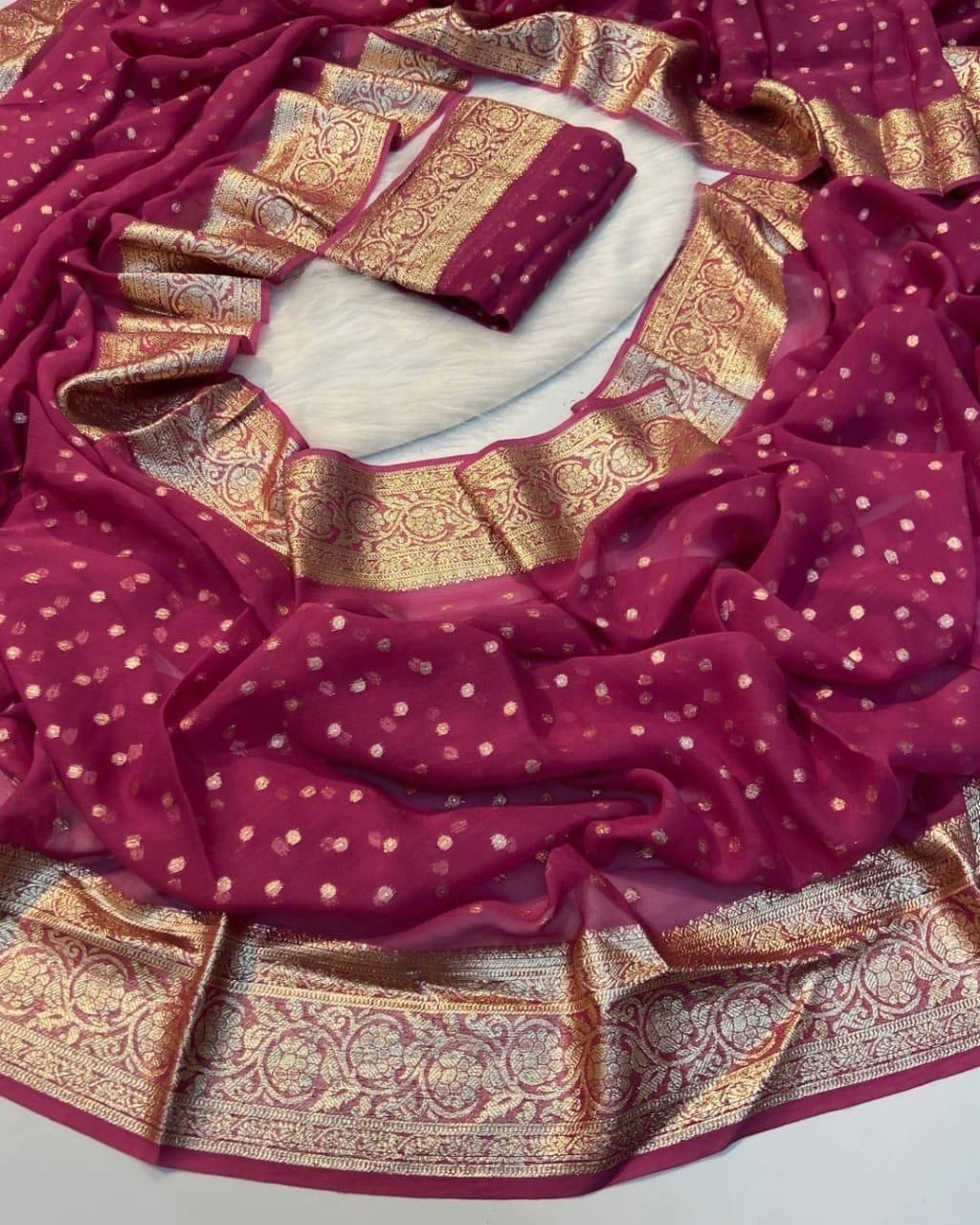 Charming Fuchsia Georgette Saree