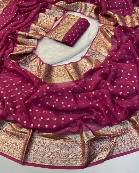 Charming Fuchsia Georgette Saree