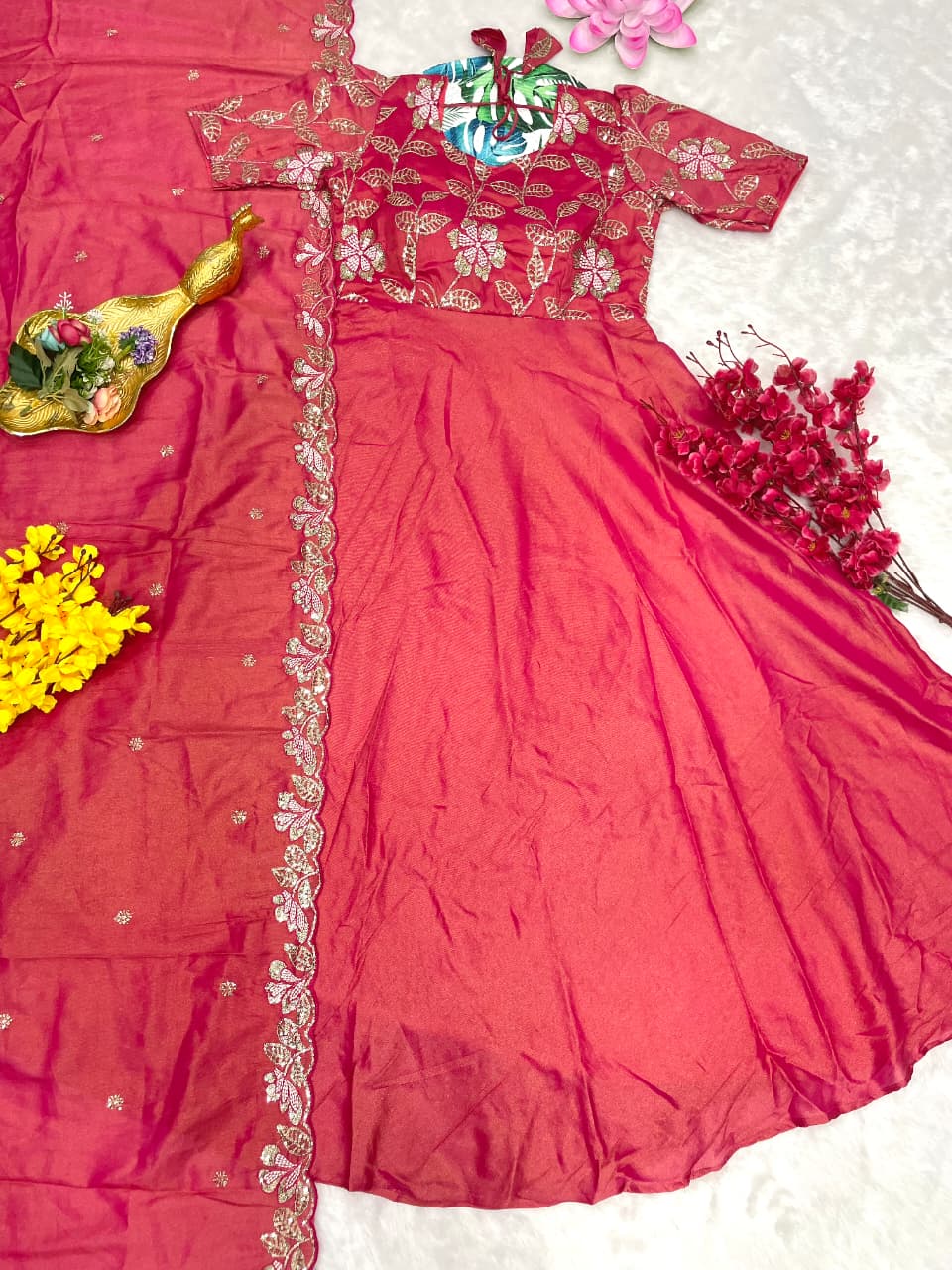 partywear longgown with dupatta